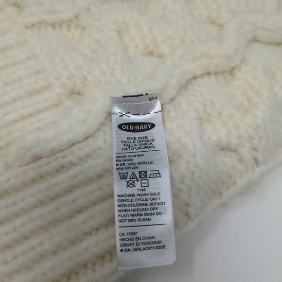 Old Navy Cable Knit Beanie Toboggan Hat Acrylic/Nylon Blend One Size Cream - Picture 9 of 12